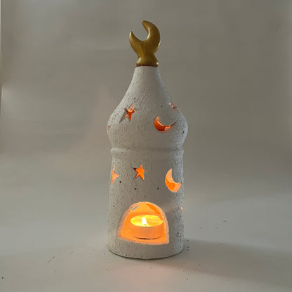 Stars in The Sky Pottery Lantern - White