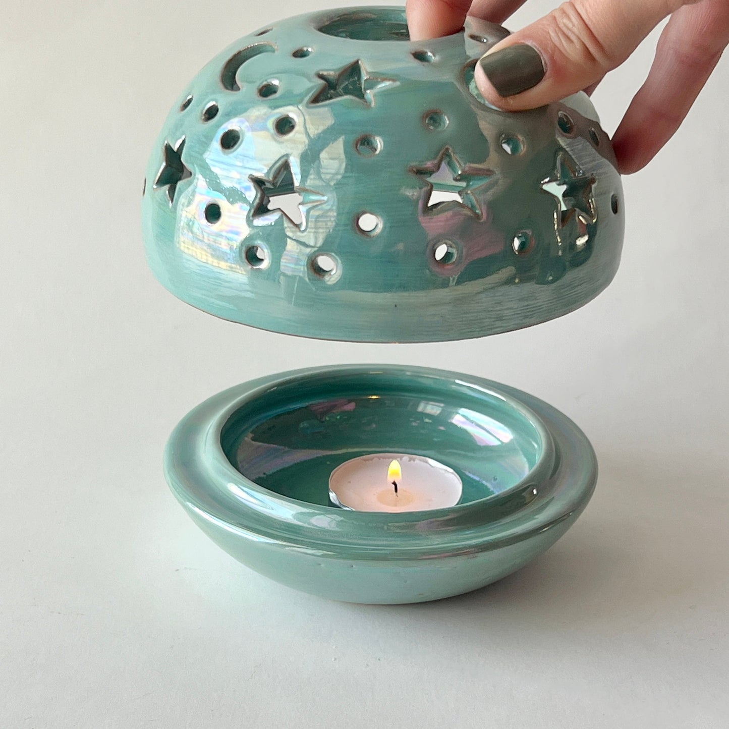 Stars in The Sky Candle Holder - Turquoise Iridescent