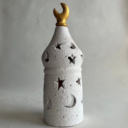 Stars in The Sky Pottery Lantern - White