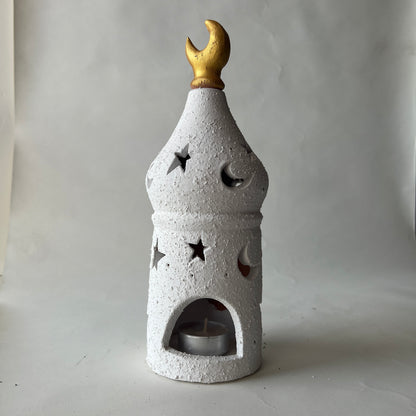 Stars in The Sky Pottery Lantern - White