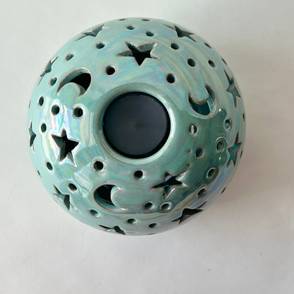 Stars in The Sky Candle Holder - Turquoise Iridescent