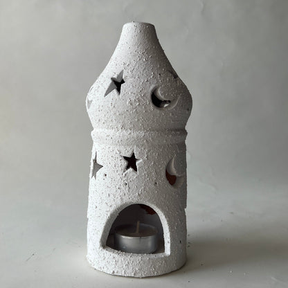 Stars in The Sky Pottery Lantern - White