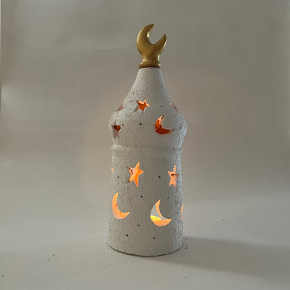 Stars in The Sky Pottery Lantern - White