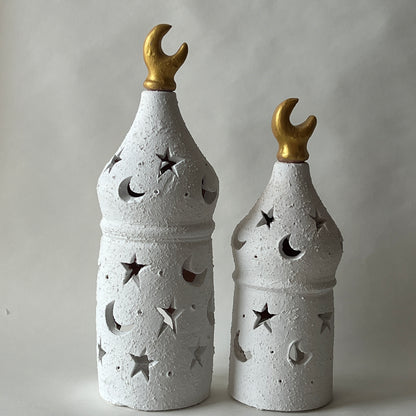 Stars in The Sky Pottery Lantern - White