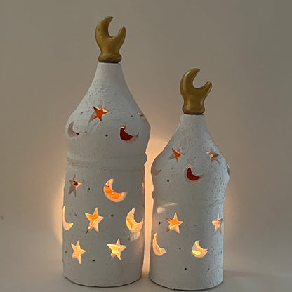 Stars in The Sky Pottery Lantern - White