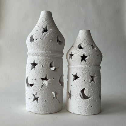 Stars in The Sky Pottery Lantern - White