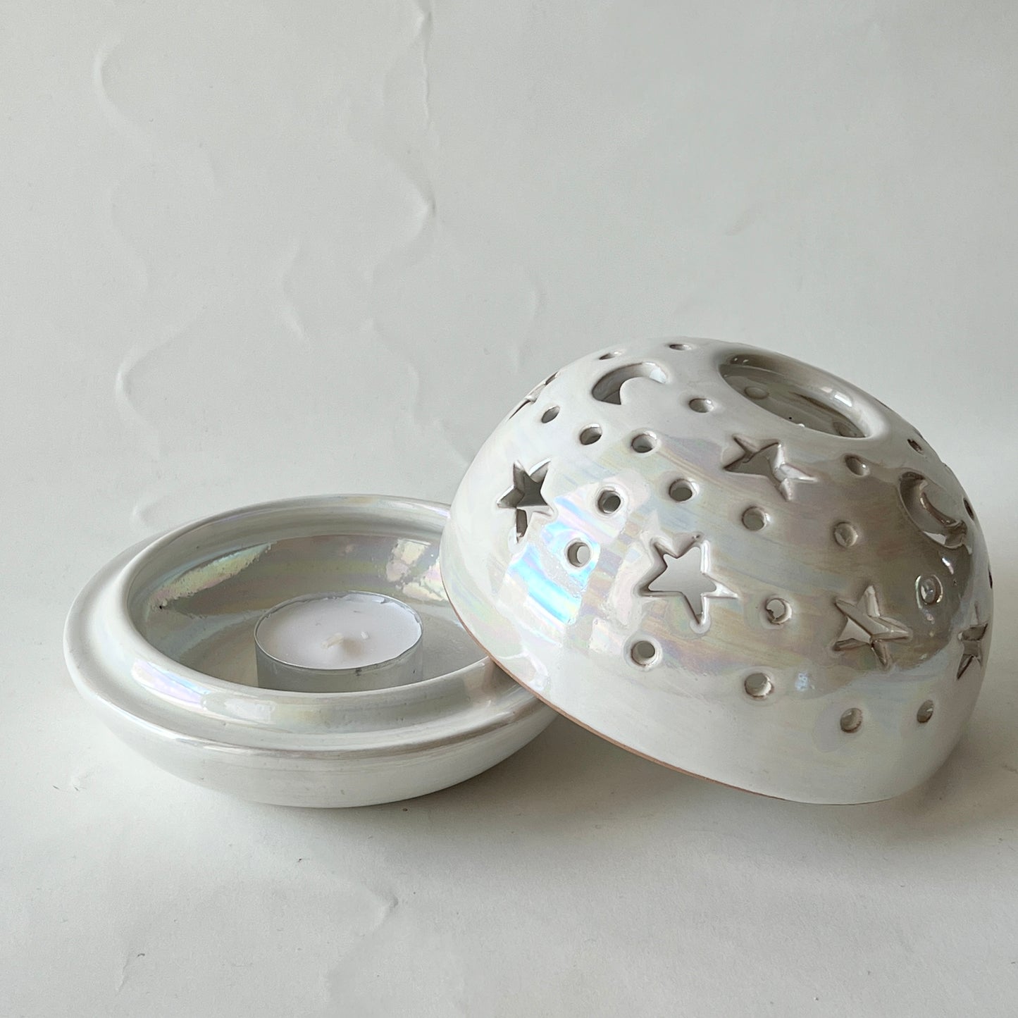 Stars in The Sky Candle Holder - White Iridescent
