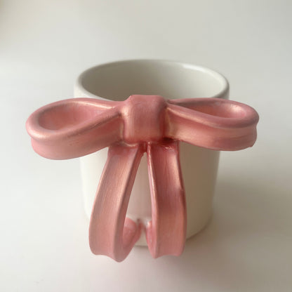 Bowtiful Mug 🎀– Handmade Pottery Mug with a Blush Pink Sculpted Bow