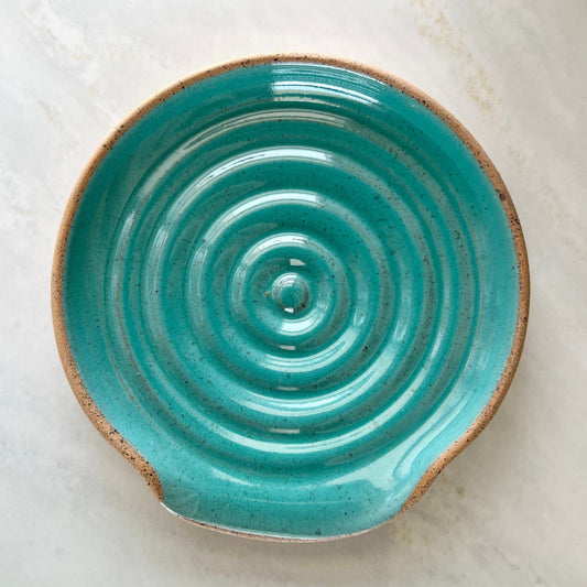 Aqua Handmade Pottery Spoon rest