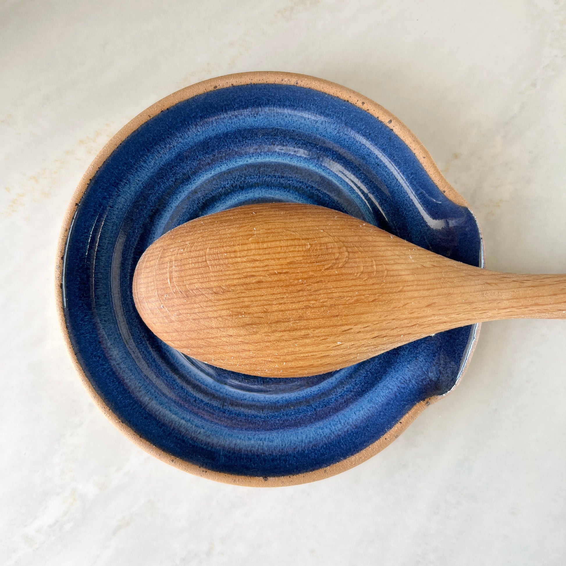 Blue Handmade Pottery Spoon rest