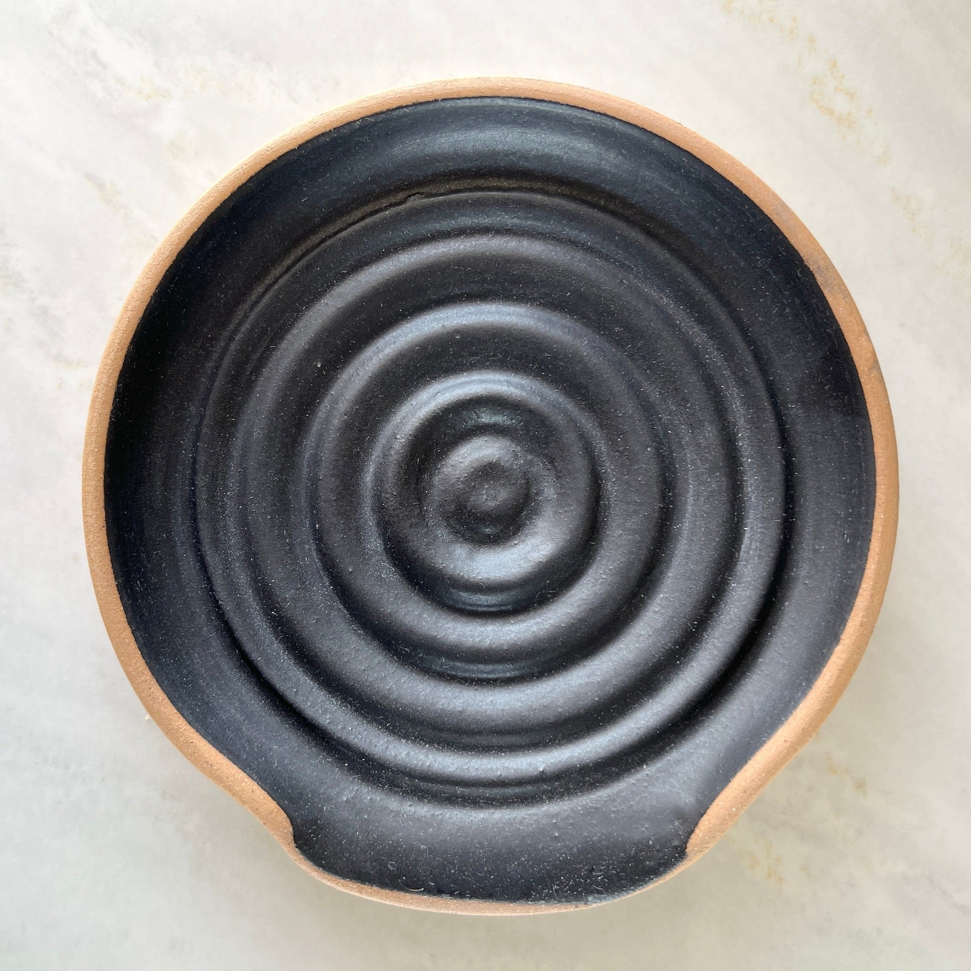 Black Handmade pottery Spoon rest