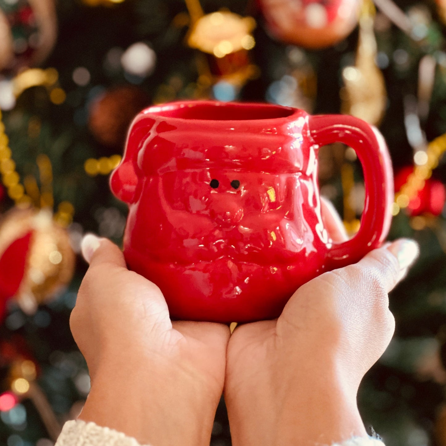 Santa Christmas Pottery Mug - Red