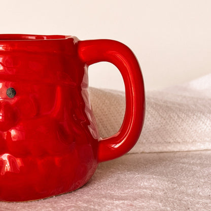 Santa Christmas Pottery Mug - Red